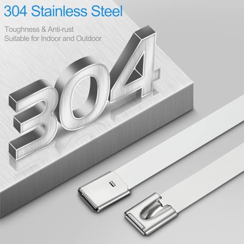 Metal Zip Tie Gun Kit with 200 Pcs 12" Stainless Steel Cable Ties - color: Silver, size: 12 inch (200 pcs) + Tool (0.12-0.47 inch)