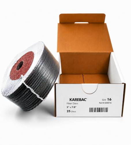 Karebac 5" x7/8" Aluminum Oxide 16 Grit Resin Fibre Sanding Discs 25-Box - style: 16 Grit