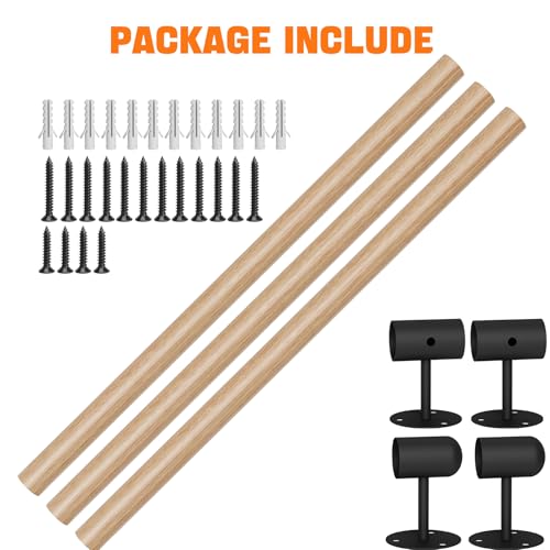 10FT Round Wooden Stair Handrail Wall Mount - size: 10 Feet