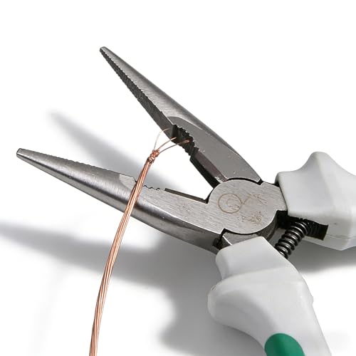 1 Pcs 6 Inch Long Nose Pliers, Multi-Function Precision Maintenance Tool with Screw Remover & Wire Crimping for Electricians and Mechanical Repair