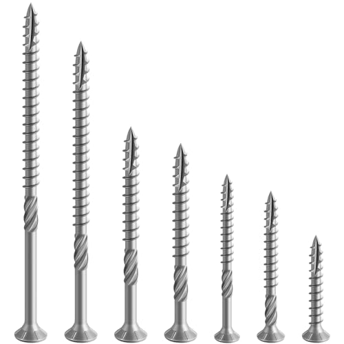 Wensilon #10 * 4" 304 Stainless Steel Deck Screws, (115pcs) 2 lbs.Exterior Wood Screws, Rust Resistant epoxy Coated, Bronze, T25 Star Bit - color: Silver, size: 10*4