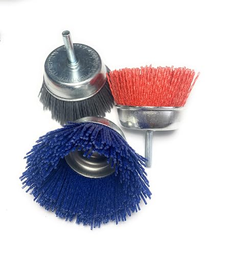Signi 12 Pack Nylon Bristle Filament Abrasive Brush Drill Wheel and Cup Brush Set with 1/4 Inch Shank, Surface prep Remove Rust/Corrosion/Paint (3" Wheel, Straight Shank) - style: 3" wheel