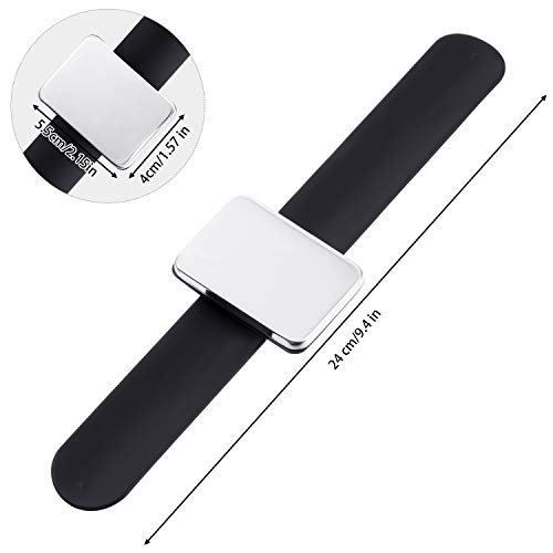 2 Pieces Magnetic Pincushion and Wristband Holder for Quilting, Sewing Pins, Hair Clips - Silicone Wrist Strap, Flannelette Bag - color: Black