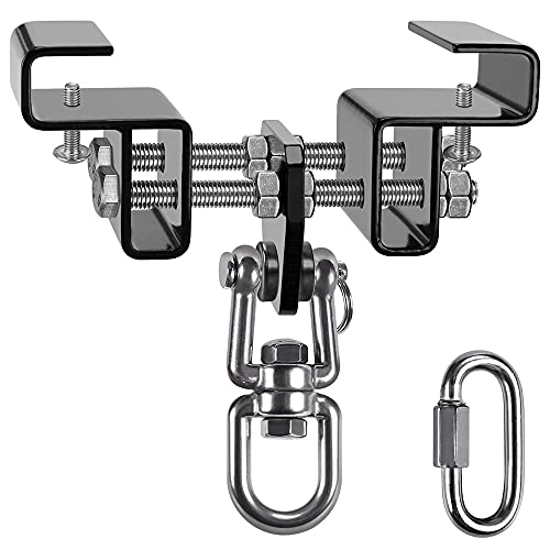BeneLabel Punching Bag Hanger for I Beam 880 LBs Capacity Heavy Bag Mount Width Adjustable Boxing Bag Holder & Steel Beam Clamp for Beam - color: Hanger&Carabiner&360°Swivel(2 Pack)