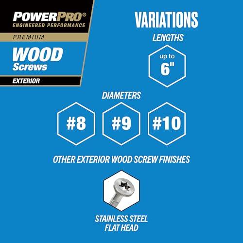 Power Pro Exterior Wood Screws, #10 x 3-1/2in, 1000 Pack, Bronze - color: Bronze, size: #10 x 3-1/2"