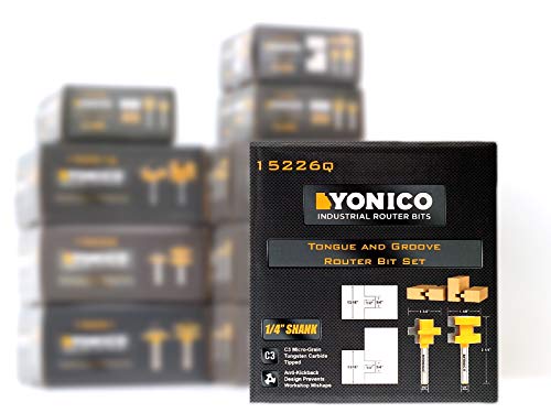 YONICO Router Bits Tongue & Groove Set 3/4-Inch 2 Bit 1/4-Inch Shank 15226q - style: Up to 13/16" Stock - 1/4" Depth - 1/4" Shank