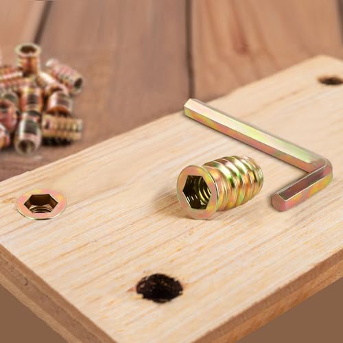M8 x 25mm Threaded Inserts for Wood, Nut Inserts, Hex Drive, 25 PCS - size: M8 x 25mm