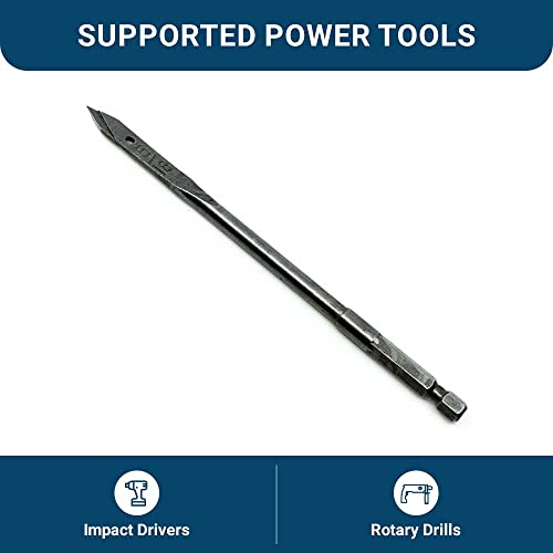 Benchmark Abrasives 5/16" x 6" Spade Drill Bit Wood Drill Bits Quick-Change Hex Shank Hole Cutter for Drilling, High-Speed Steel Paddle Flat Driver Bits (5/16" x 6") - size: 5/16" x 6"
