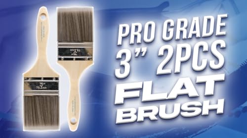Pro Grade - Paint Brushes - 2Ea 3" Flat Brushes (Pack of 2) - size: 2Ea H 3F (Pack of 2)