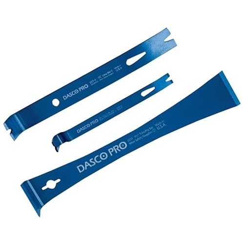 Dasco Pro 3 Piece Small Pry Bar Set, Assembled in USA, Trim and Pull