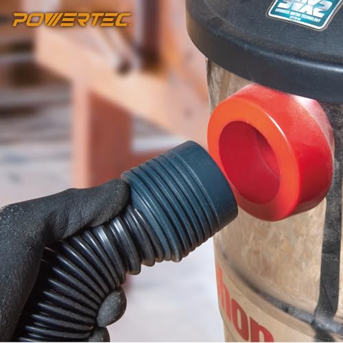 POWERTEC 70477 10 Ft. Dust Collection Hose Kit with 5 Fittings and a Tapered Reducer fits 2-1/2" to 2-1/4" ID Dust Hose/Port for Woodworking Power Tools Home and Wet/Dry Shop Vacuums
