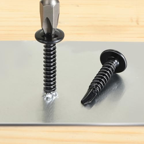 Self Drilling Screws for Metal,#8 x 2-1/2 Inch 130Pcs Sheet Metal Modified Truss Head,410 Stainless Steel Black Zinc Plated Self Tapping Screws - color: Black Self Drilling, size: 8x2-1/2"