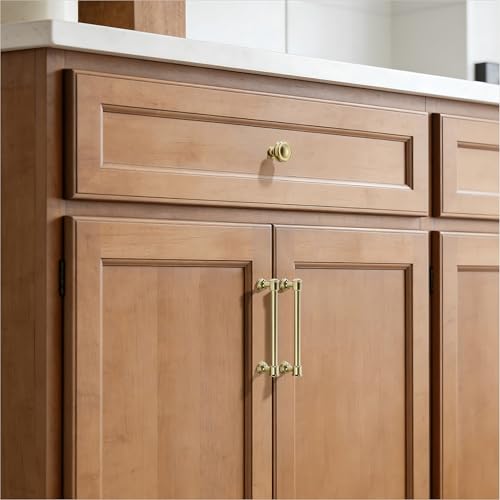 TUNNY 10 Pack Cabinet Handles-5"/128mm Screw Spacing Polished Gold Cabinet Pulls Drawer Pulls Cabinet Hardware Kitchen Cabinet Handles for Bathroom Dresser Pulls TU10187 - color: Polished Gold, size: 5"(128mm)Hole Center-10Pcs
