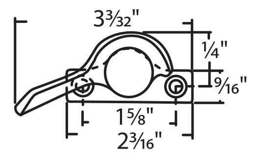 WRS 3.093" Left Hand Sweep Lock, White Bronze, for Double Hung Windows - color: 3.093" Left Hand - White Bronze