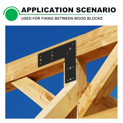 4pcs 10x10 L Post Timber Bracket for Wood 4x4 Black Mending Plate - size: L-10x10