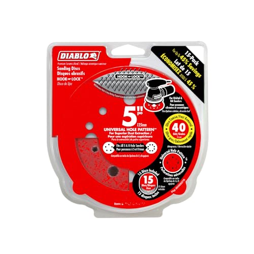Diablo Premium Fast Sanding Discs - 5" Dia, 40-Grit, Ultra Coarse, 15-Pack