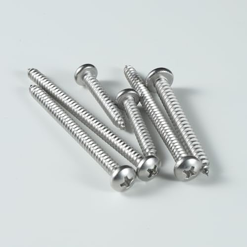 #8 x 1 Inch Pan Head Wood Screws, Phillips Drive, Stainless Steel 304 (18-8), Self Tapping for Wood, Sheet Metal Screws, 100 Pack - color: Silver, size: #8 x 1"
