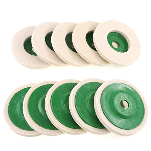 Keadic 10Pcs 4 Inch Round Wool Felt Disc Wheel Pad, Wool Polishing Wheel Disc, 100mm Wool Felt Disc Polishing Buffing Wheel Pad for Metal Aluminum Stainless Steel Chrome - color: 10Pcs Wool Felt Polishing Wheel Disc Kit