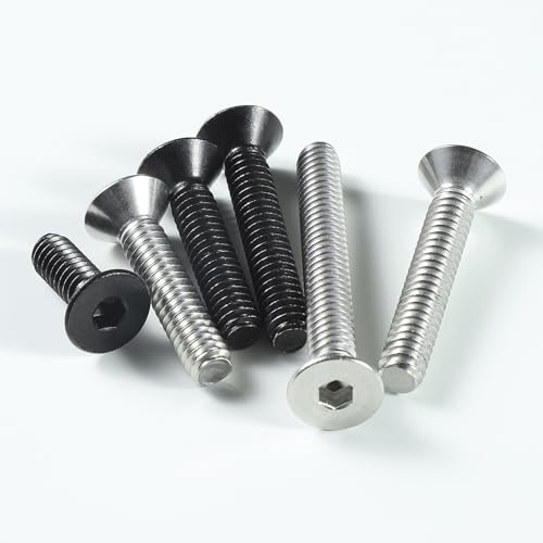 1/4-20 Bolt, 1/4-20 x 3/8 Inch Flat Socket Head Screws 50Pcs, 304 Stainless Steel 18-8 Countersunk Bolts, Full Thread, with Hex Spanner - size: 1/4x3/8