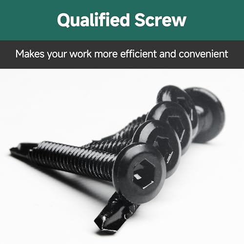 100Pcs 10 x 2 Sheet Metal Screws, Stainless Steel Flat Head Socket Cap Self Drilling Screw, Allen Socket Drive Black Oxide, Self Tapping Screws with Drill Bit - color: Black, size: #10 x 2"