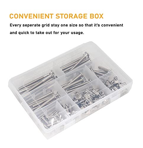 100pcs M6x15mm/ 25mm/ 35mm/ 45mm/ 55mm/ 65mm/ 75mm Rivet Countersunk Hex Socket Cap Bolts and Barrel Nuts Assortment Kit, Furniture Connector Bolts and Barrel Nuts Set, Nickel Plated - size: M6
