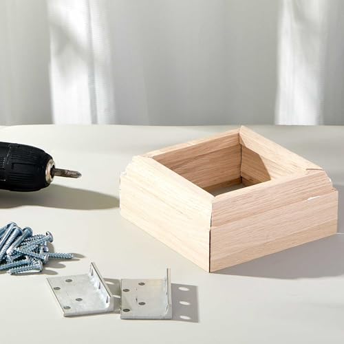 Blulu 2 Set 6" Newel Post Mounting Kit 8 Pcs L Bracket Post Fasteners with 8 Pcs Maple Wood Skirt Trim and Screws for Square Newels Fastening Handrails Railings Balustrades to Stairs and Floors - size: 6 Inch