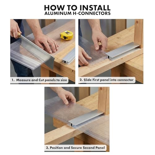 OWLHAUS Aluminum Greenhouse Panel Connectors, H Channel 4mm 4 ft, 10 Pack - style: 4mm Aluminum H Connectors