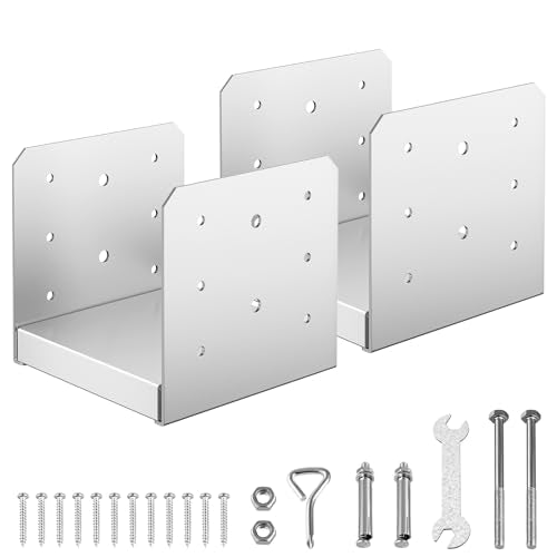 6"x6" Adjustable Post Base, 2Pcs Stainless Steel Post Anchor Bracket - size: 6x6