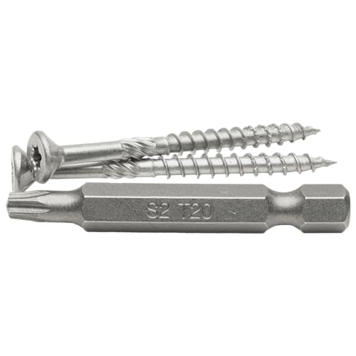 MAX Drive Professional Decking & Outdoor Wood Screws, Stainless Steel, #8 X 2, 6 Lobe 20 Drive (2 LBS, 375 pcs with 1 Bit in Jar), V57081 - size: #8 X 2", style: Stainless Steel