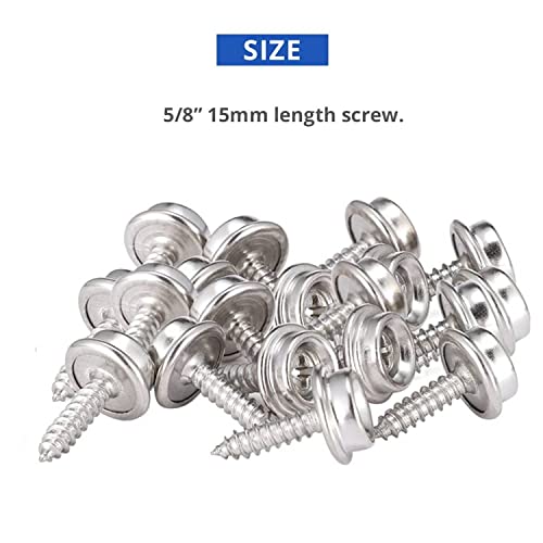 YeeBeny 50PCS Stainless Steel Screws Marine Grade Boat Canvas Snaps 3/8" Socket with Stainless Steel 5/8" Screw, Snaps for Boat Cover, Snap Screw Stud, Made of high-Quality Materials(50pcs)