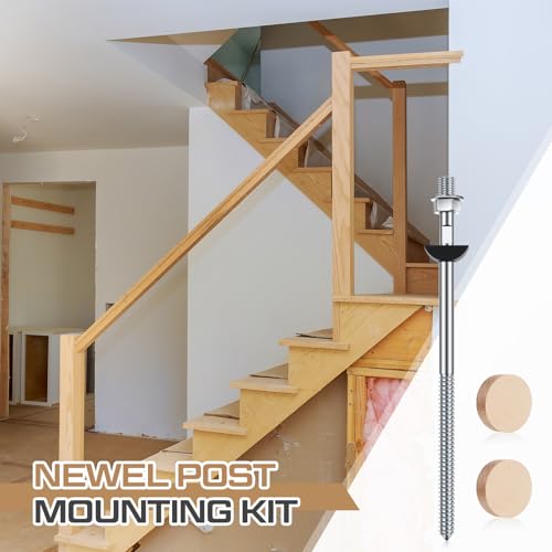 Shimeyao 2 Set Wood Newel Mounting Kit Newel Post Fastener Installation Kit for Residential and Commercial Installation, Anchors Post Directly to Wood or Concrete Floor