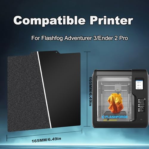 165x165mm Black Build Plate for Flashfog Adventurer 3/Ender 2 pro, Double Sided Textured PEI+Smooth PEI Flexible Spring Steel Platform Heated Printing Bed for Flashfog Adventurer 3 3D Printer - size: 165x165mm