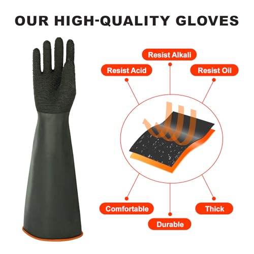 North Tower Heavy Duty Rubber Gloves, Industrial Gloves,Black (22in,2pair) - size: 22”(2 pair)