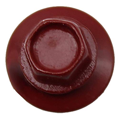 14 x 1 Colonial RED Metal Roofing Screws - Hex Washer Head- Self-Starting/Tapping - EPDM Washer. 1 x 250 Count Bag - 250 Screws - color: COLONIAL RED, size: 1"