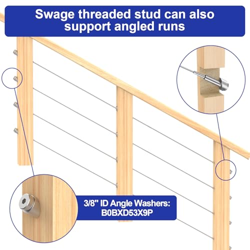 BLIKA 20 Pack 1/8" Invisible Cable Railing Kit,for Wood/Metal Deck Posts - size: 1/8"