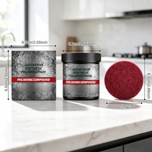 All-in-One Surface Restoration Polish with Pad, 2026 New Multi-Surface Polishing & Scratch Remover Compound for Leather Wood Marble Countertop Refrigerators & Cookware Ovens Sinks, 100g