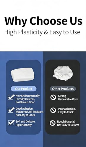 Waterproof Duct Seal Putty, White Sealing Clay for Quick Repairs, Drain Connections, Wall Holes, AC Pipe Holes, Gap & Crack Sealing,8 Packs, Each 30g -Includes Bonus Cleaning Towel