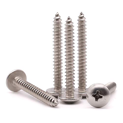 #12 x 1-1/2" Stainless Steel Truss Head Self Tapping Screws, 304 SS (18-8), Phillips Drive, Corrosion Resistant Screws for Wood, Metal & Sheet Metal Projects, 50 Pack - size: #12 x 1-1/2"