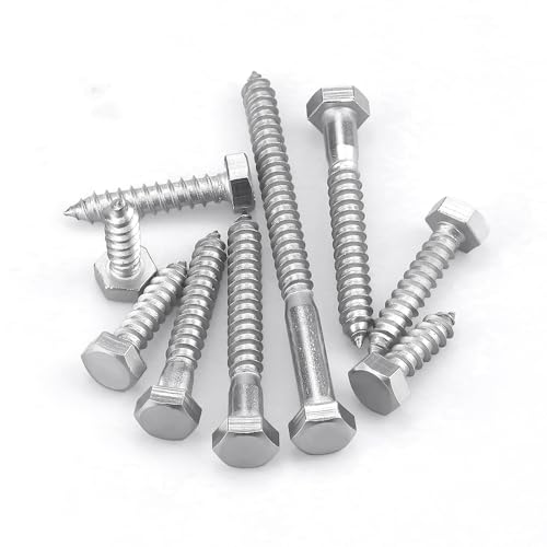 Glvaner (20 pcs) 1/4" x 2" Stainless Steel Hex Head Lag Bolts, Hexagonal Head Lag Screws, 304 Stainless Steel 18-8, Secure Hold for Wood - size: 1/4 x 2"