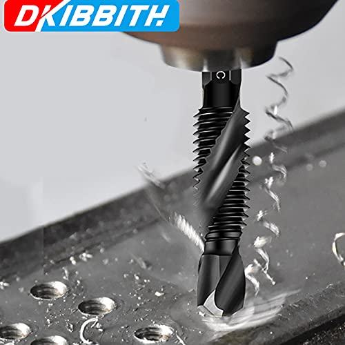 Drill & Tap Bits Set of 13 pcs - 6 SAE Sizes: 6-32NC to 1/4-20NC, 6 Metric Sizes: M3 to M10 and a Quick-Change Adapter – Combine Drilling Tapping Threading Countersinking Functions in One Bit, Black - size: 13 Pcs Tap Set