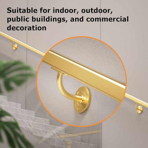 4-Pack Stainless Steel 304 Wall Mount Handrail Bracket for Wood & Metal Stair Railing, Support Flat Surface Square Tube, Satin Gold Finish - size: Stainless Steel 304, style: 4 Pack-GOLD