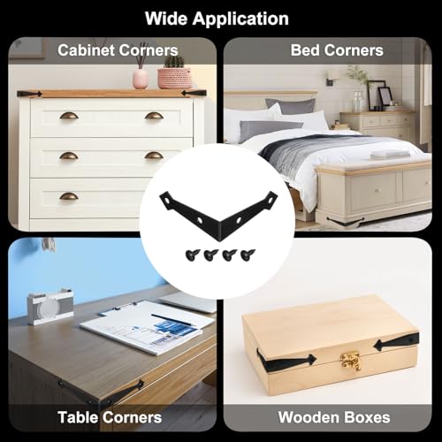 uxcell 4Pcs Decorative Corner Brackets, 2.9" x 2.9" x 0.8" l Bracket Metal - size: 2.9" x 2.9" x 0.8"