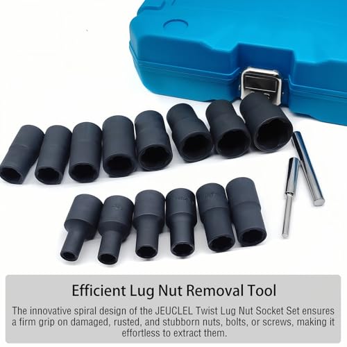 16PCS Twist Lug Nut Socket Set, 1/2" Drive Bolt Nut Extractor Tool - color: 16pcs Lug Nut Extractor 1/2 Inch Drive