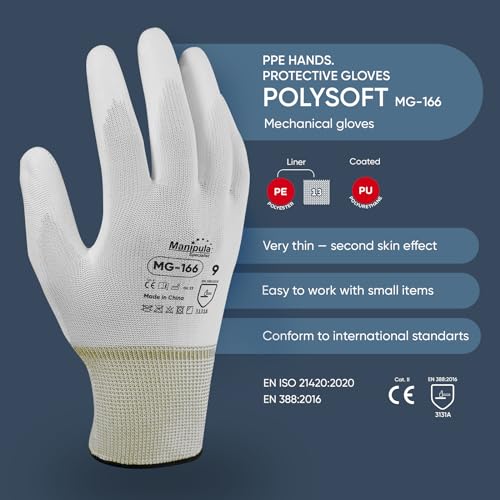 MANIPULA Safety Work PU Coated Protective Gloves (12 Pairs) - size: Extra Large (10)