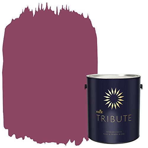 KILZ TRIBUTE Paint & Primer, Interior, Satin, Crimson Velvet, 1 Gallon - color: CRIMSON VELVET, size: 1 Count (Pack of 1), style: Satin
