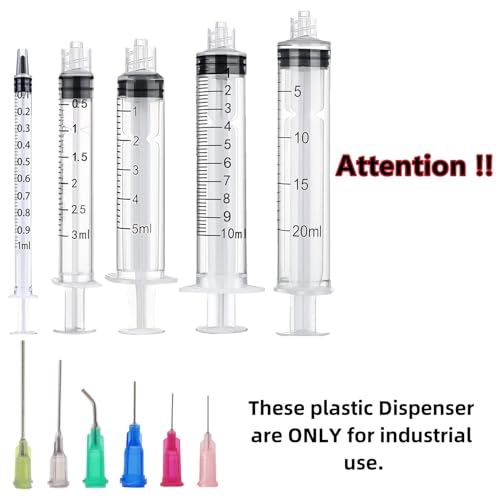 30 Pack 1ml, 3ml, 5ml, 10ml, 20ml Glue Dispenser with Accessories and Caps - size: 30 Count (Pack of 1)