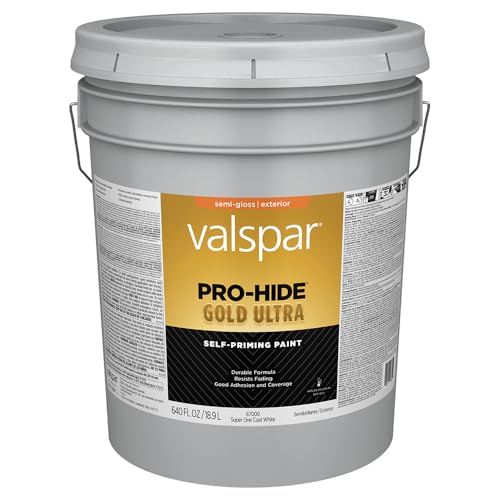 Valspar 67000 White Pro-Hide Gold Ultra Exterior Super One Coat Primer, Semi-Gloss, 5 Gallon - color: WHITE, size: 36 Fl Oz (Pack of 1), style: SEMI-GLOSS