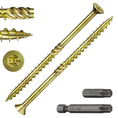 Wensilon 3/8 * 5-1/2" Yellow Deck Screws 18PCS 2lbs 10 * 140mm Lag Screws - color: Yellow, size: 3/8*5-1/2"