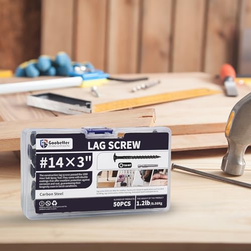 50PCS #10 x 3 Deck Screws, Exterior Wood Screws, Lag Screws, T25 Star Bit - color: Black, size: #14 x 3"