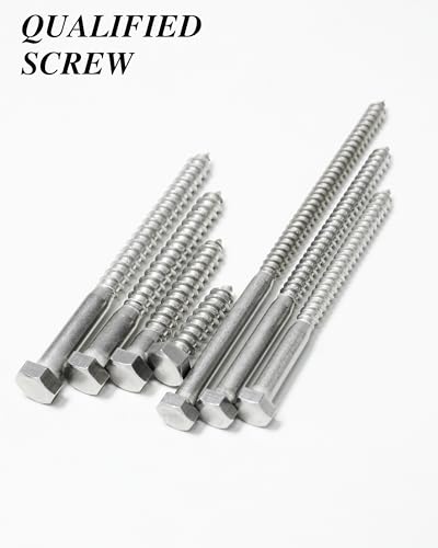 (1Box) 1/4" x 2-1/2" Hex Head Lag Screws Bolts with Flat Washers, 20Sets 304 Stainless Steel 18-8 Heavy Duty 1/4 Lag Bolts for Wood with Hex Socket - size: 1/4" x 2-1/2", style: 1-Box